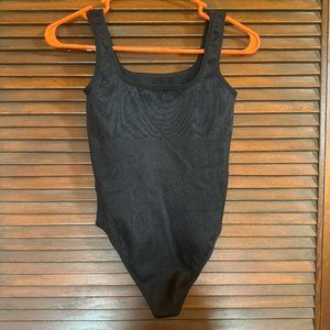 Black Ribbed Tank Top Bodysuit